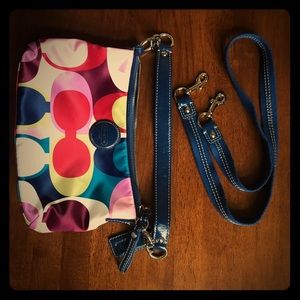 Coach dual clutch/sling blue patent leather trim!